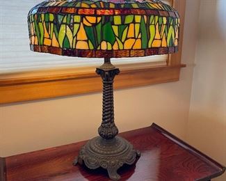Stained Glass Lamp...modern/nice heavy base excellent condition 