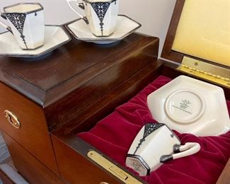 Lenox Sterling Silver Overlay...American Belleek...hard to find & quite collectible, original wood custom boxes 