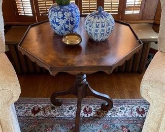 Antique Octagon Side Table with Inlay