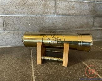 Vintage Brass Kaleidoscope with Wood Stand