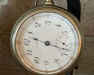 Waltham Railroad Pocket Watch with Glass Dome Display