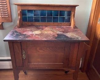 Antique Faux Marble Top Dry Wash Table