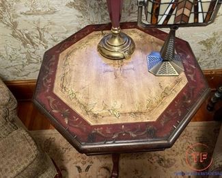 Antique Octagon Side Table with Inlay