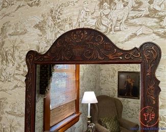 Ornate Carved Wood Framed Wall Mirror