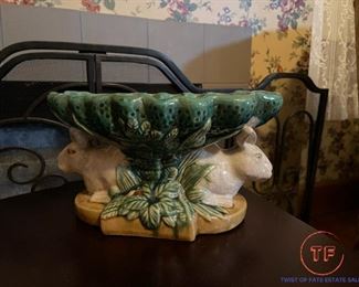 Ceramic Bunnies Vase / Candy Dish