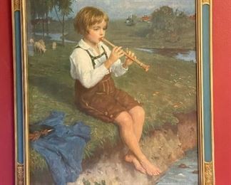  Antique Lithograph by S Glucklich "Evening Song" Published by Ludwig/Moller/Lubeck
