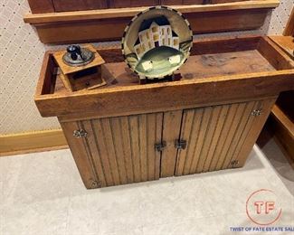 Antique Wood Planter Cabinet