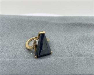 Hematite diamond 14kt gold ring