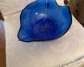 Vintage look cobalt blue bowl