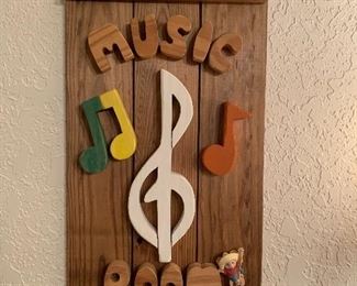 handmade wooden music room wall plaque 