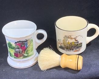 vintage mustache mug and shaving brush
