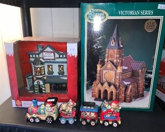 Christmas village buildings, people and accessories 