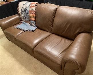 3 cushion light brown faux leather couch 