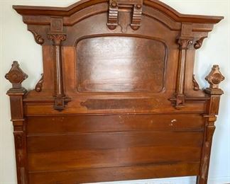 1 of 4 Antique Queen size Headbord, Footboard, Side Rails and slats 