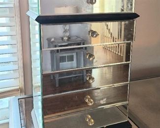 1 of 3 Mid Century Modern Mirror faced jewelry cabinet