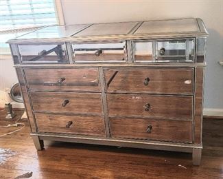 1 of 5 Mid Century Modern Mirror faced 9 drawer dresser