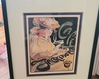1 of 2 Fernand Toussaint Artist  Framed "Cafe Jacquemotte" hand signed print.