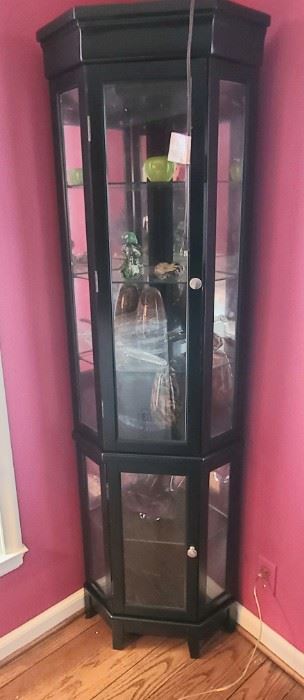1 of 2 Corner display cabinet (with light)