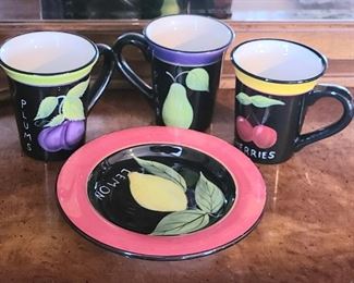1 of 2 Certified International Ann Campbell Dishware Plate & 4 Cups (one not pictured)
