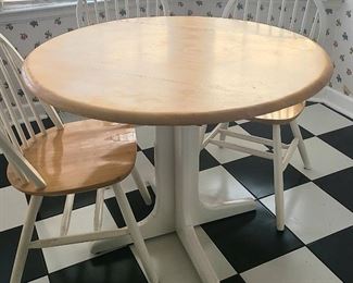 1 of 5 Round kitchen table with folding space saver sides and 4 chairs