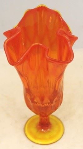 30 - Fenton Swung Art Glass Vase 9 1/2 tall