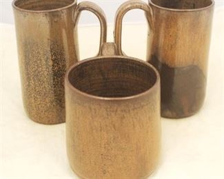 73 - Lot of 3 Cole Pottery Mugs 4 1/4 x 5 3/4 tall
