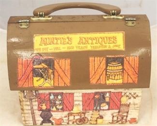 120 - "Auntie's Antiques" Wood Purse 9 1/2 x 12 x 5 1/2
