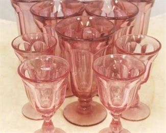 126 - Set of 10 Pink Glasses - 5 1/2 & 7" tall