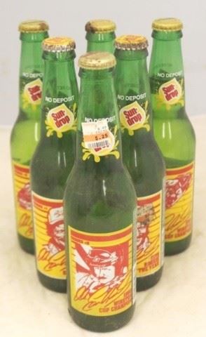 171 - Lot of 6 Sundrop Dale Earnhardt Full Glass Bottles
