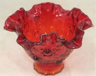 205 - Fenton Red Glass Lamp Globe 6 3/4 x 4 1/2
