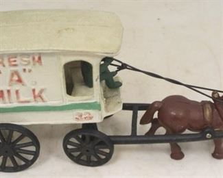 219 - Fresh "A" Milk Cast Iron Horse & Buggy 11 x 6
