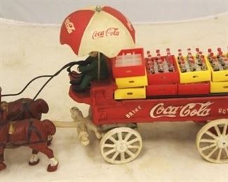 222 - Coca-Cola Cast Iron Horse & Buggy 14 x 8 1/2
