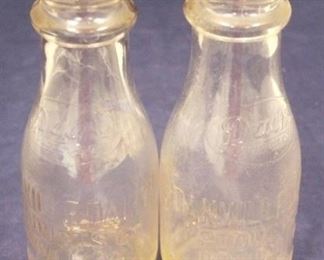 235 - Pair of Danville, VA Dairy Glass Milk Bottles 7 1/4" tall

