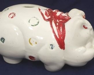 245 - Vintage Art Pottery Piggy Bank 12 1/2 x 7
