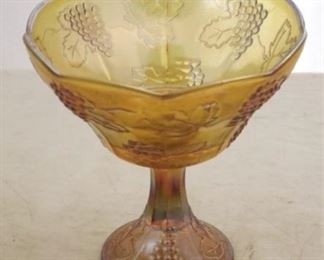 263 - Amber Glass Compote - 8 1/2 x 8 1/2

