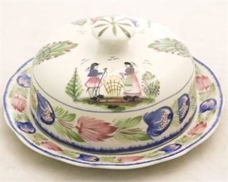 274 - Quimper Covered Butter Dish - 7 1/2" Round
