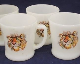 293 - Set of 4 Fire-King Esso Tiger Mugs 3 1/2 x 3 1/4

