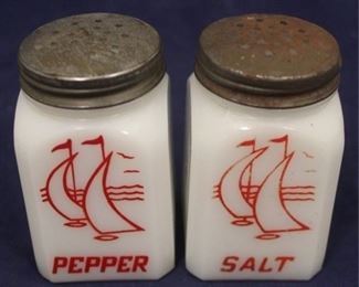310 - Pair of Milk Glass Salt & Pepper Shakers 3 1/4" tall
