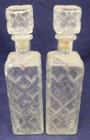 313 - Pair of Glass Liquor Bottles - 12" tall
