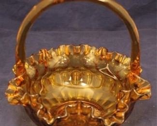 324 - Amber Glass Basket 7 1/2 x 8
