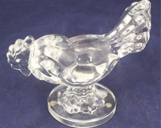 345 - Clear Glass Rooster Paperweight 5" x 6"
