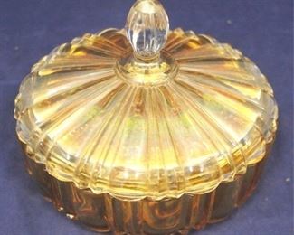 355 - Carnival Glass Covered Dish 6 1/2" round
