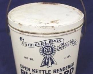 359 - Rittberger Bros. Pure Lard Metal Tin 6 1/2" x 9 1/2"