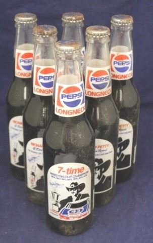 388 - Set of 6 Pepsi Richard Petty Full Glass bottles
