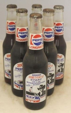 401 - Lot of 6 Pepsi Richard Petty Full Glass Bottles
