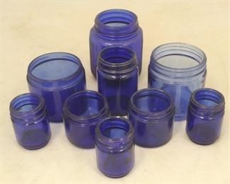 402 - Lot of 9 Blue Glass Jars