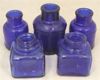 403 - Lot of 5 Blue Glass Inkwells - asst'd sizes
