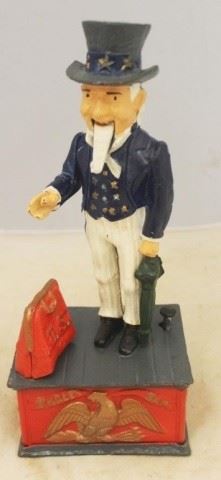 404 - Cast Iron Uncle Sam Mechanical Bank 11 1/2" tall
