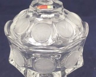 408 - Fostoria Coin Dot Candy Dish 8 3/4" tall