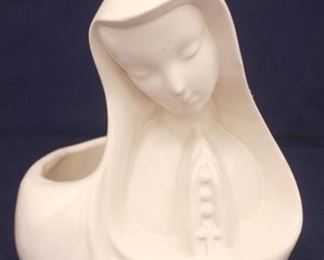 427 - Art Pottery Virgin Mary Planter 10 x 7 1/2